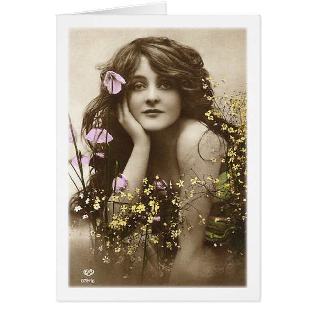 ヴィンテージのレトロの女性のビクトリアンなフラワー・ガール (正面)