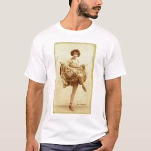 ヴィンテージのレトロの女性のフランスのなカンカンのダンサーの女性 Tシャツ