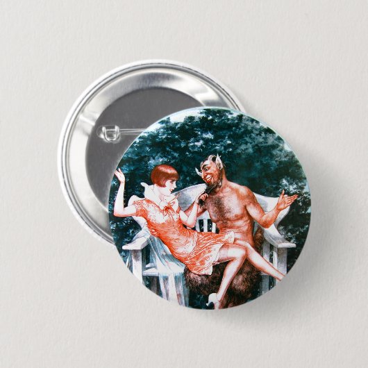 ヴィンテージのレトロの女性のフランスのな悪魔および女性 缶バッジ (正面&裏面)