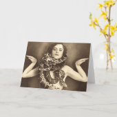 ヴィンテージのレトロの女性の余興のヘビ使い カード (黄色い花)