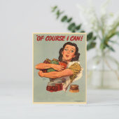 ヴィンテージのレトロの女性の第2次世界大戦当然私はできます! ポストカード (スタンド正面)