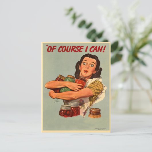 ヴィンテージのレトロの女性の第2次世界大戦当然私はできます! ポストカード (スタンド正面)
