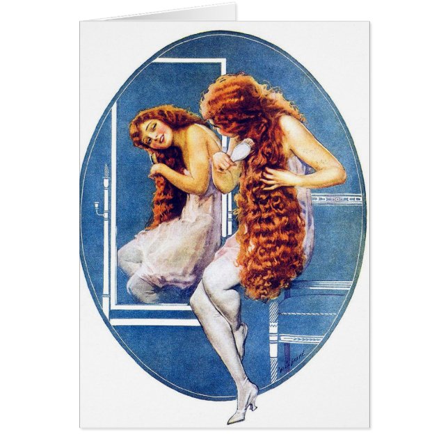 ヴィンテージのレトロの女性の雑誌のイラストレーションの赤の毛 (正面)