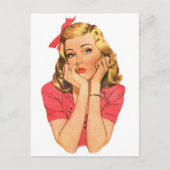 ヴィンテージのレトロの女性広告女の子「Whatever ポストカード (正面)