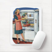 ヴィンテージのレトロの女性50sの台所完全な冷却装置 マウスパッド (マウス)