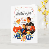 ヴィンテージのレトロの女性60sの編み物はおもしろいです! カード (黄色い花)