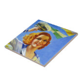 ヴィンテージのレトロの幸せな船員の女の子の女性女性をタイルを張って下さい タイル (側面)