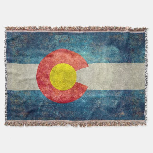 ヴィンテージのレトロの汚い一見を用いるコロラド州の州の旗 スローブランケット (正面)