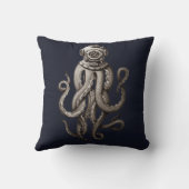 ヴィンテージのレトロの潜水服のタコのグラフィック・デザイン クッション (裏面)