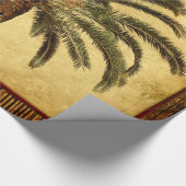 ヴィンテージのレトロの熱帯ヤシの木-やしテンプレート ラッピングペーパー (角)