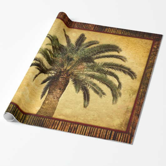 ヴィンテージのレトロの熱帯ヤシの木-やしテンプレート ラッピングペーパー (アンロールド)