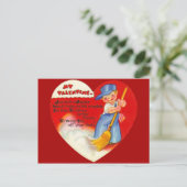 ヴィンテージのレトロの管理人のバレンタインカード シーズンポストカード (スタンド正面)