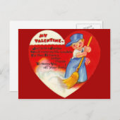 ヴィンテージのレトロの管理人のバレンタインカード シーズンポストカード (正面/裏面)