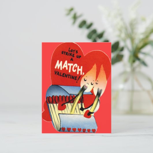 ヴィンテージのレトロの紙マッチのバレンタイン シーズンポストカード (スタンド正面)