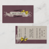 ヴィンテージのレトロの美容師の紫色の弓ガーリーな菓子 名刺 (正面/裏面)