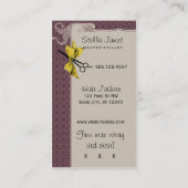 ヴィンテージのレトロの美容師の紫色の弓ガーリーな菓子 名刺 (裏面)