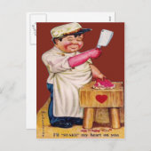 ヴィンテージのレトロの肉屋のバレンタインカード シーズンポストカード (正面/裏面)