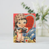 ヴィンテージのレトロの自動車整備士のバレンタインカード シーズンポストカード (スタンド正面)