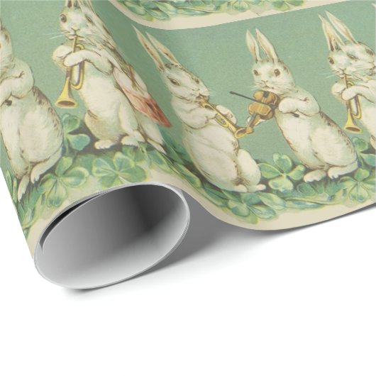 ヴィンテージのレトロの芸術のイースターのウサギのバニーのオーケストラ ラッピングペーパー (ロールコーナー)