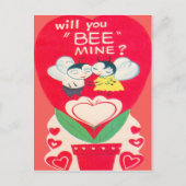 ヴィンテージのレトロの蜂のカップルのバレンタインカード シーズンポストカード (正面)