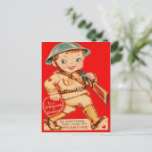 ヴィンテージのレトロの行進の兵士のバレンタインカード シーズンポストカード (スタンド正面)