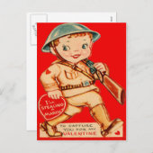 ヴィンテージのレトロの行進の兵士のバレンタインカード シーズンポストカード (正面/裏面)