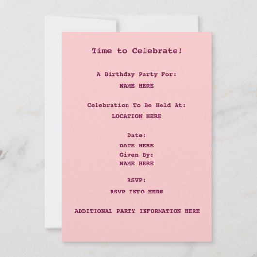 ヴィンテージのレトロの誕生日のパーティの招待状 招待状 (裏面)