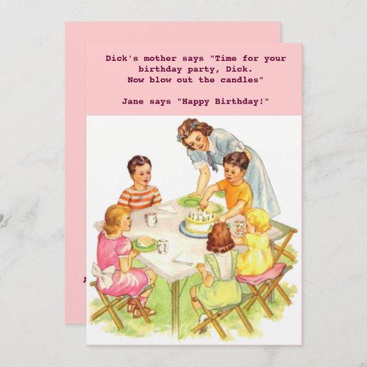 ヴィンテージのレトロの誕生日のパーティの招待状 招待状 (正面/裏面)