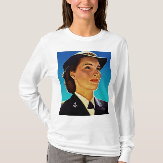 ヴィンテージのレトロの軍の女性の波海軍 Tシャツ (正面)
