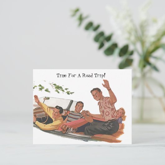 ヴィンテージのレトロの遠征車の完全な友人は振ります シーズンポストカード (スタンド正面)