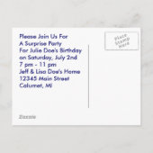 ヴィンテージのレトロの郵便はがきの招待状のびっくりパーティ インビテーションポストカード (裏面)