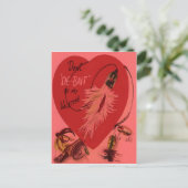 ヴィンテージのレトロの魚釣りの魅惑のバレンタインカード シーズンポストカード (スタンド正面)