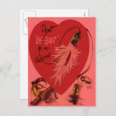 ヴィンテージのレトロの魚釣りの魅惑のバレンタインカード シーズンポストカード (正面/裏面)