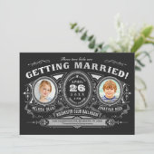 ヴィンテージのレトロは写真の結婚式招待状ホイルをからかいます 招待状 (スタンド正面)