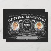 ヴィンテージのレトロは写真の結婚式招待状ホイルをからかいます 招待状 (正面/裏面)