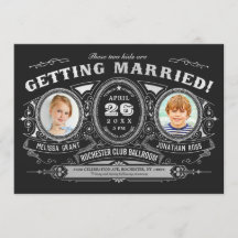 ヴィンテージのレトロは写真の結婚式招待状ホイルをからかいます