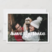 ヴィンテージのレトロスクリプト日付のフォトカードを保存 案内状 (正面)