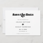 ヴィンテージのレトロスクリプト日付のフォトカードを保存 案内状 (裏面)