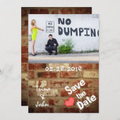 ヴィンテージのレンガ壁の落書き愛保存日付 セーブザデート (正面/裏面)