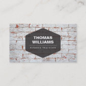 ヴィンテージのレンガ壁素朴上のエンブレムロゴ 名刺 (正面)