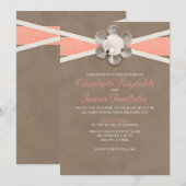 ヴィンテージのレースおよび真珠の結婚式招待状 招待状 (正面/裏面)