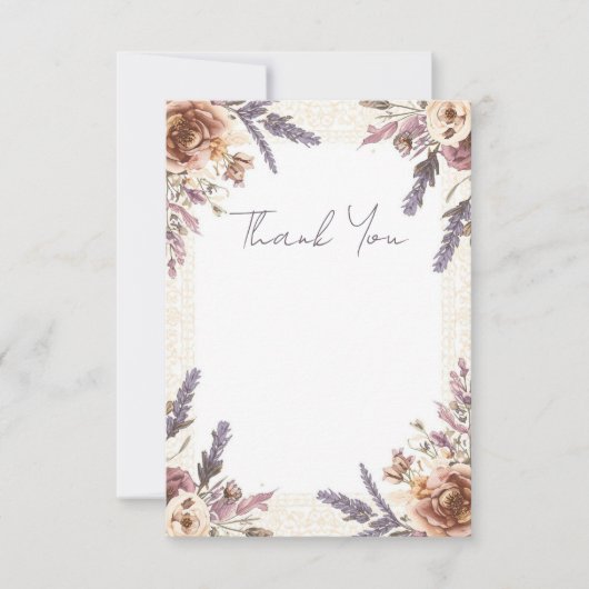 ヴィンテージのレースと押し花の感謝カード サンキューカード (正面)