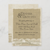 ヴィンテージのレースと麻の受付カード エンクロージャーカード (正面/裏面)