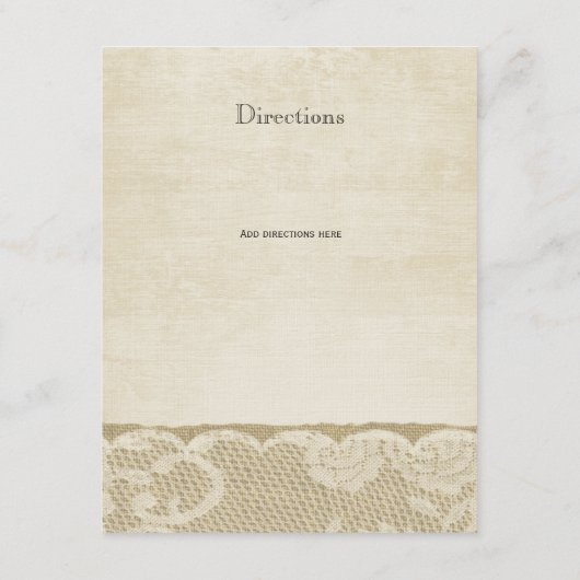 ヴィンテージのレースと麻の受付カード エンクロージャーカード (裏面)