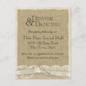 ヴィンテージのレースと麻の受付カード エンクロージャーカード (正面)