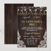 ヴィンテージのレースのひもライト 古い納屋 私たちも結婚式したら BBQ 招待状 (正面/裏面)