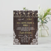 ヴィンテージのレースのひもライト 古い納屋 私たちも結婚式でＢＢＱ 招待状 (スタンド正面)