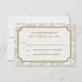ヴィンテージのレースのような葉の秋の結婚式R.S.V.P.カード 出欠カード