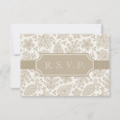 ヴィンテージのレースのような葉の秋の結婚式R.S.V.P.カード 出欠カード (裏面)
