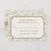 ヴィンテージのレースのような葉の秋の結婚式R.S.V.P.カード 出欠カード (正面/裏面)
